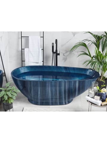 Beliani Freistehende Badewannen RIOJA in Blau/Silber - (W) 80 x (H) 58 x (L) 170 cm