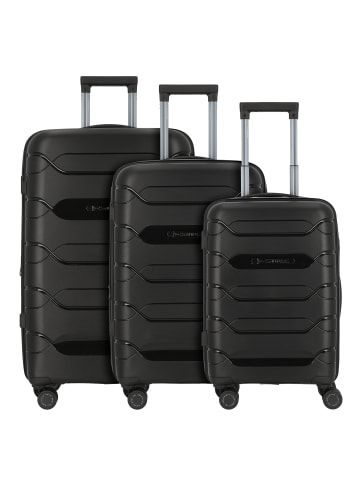 Polestream Strz by Asteroid 4 Rollen Kofferset 3-teilig mit Dehnfalte in black