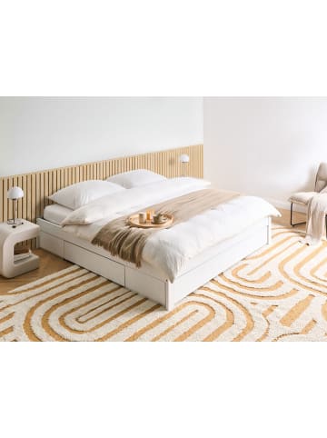 Beliani Doppelbett GIAT in Weiß/Braun - (W) 185 x (H) 36 x (L) 206 cm