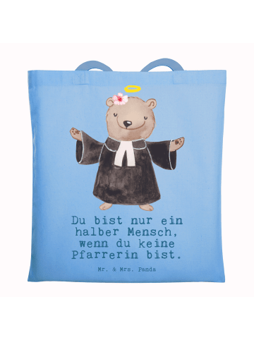 Mr. & Mrs. Panda Tasche Pfarrerin Herz mit Spruch in Sky Blue