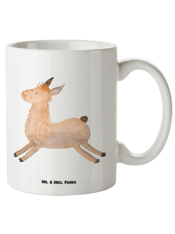 Mr. & Mrs. Panda 500 ml Tasse Lama Springen ohne Spruch in Weiß