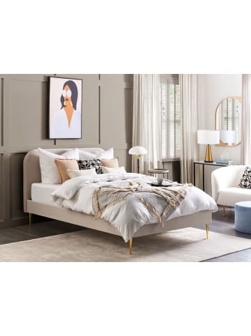 Beliani 2-tlg Doppelbett FLAYAT in Beige/Gold