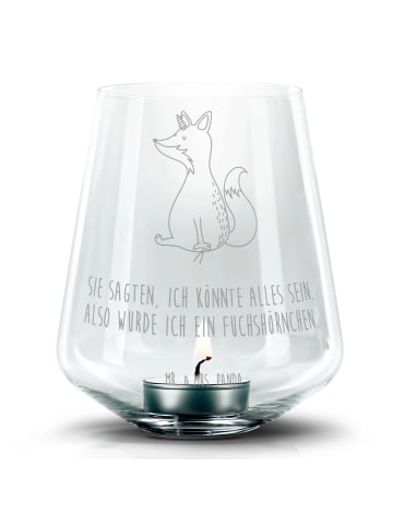 Mr. & Mrs. Panda Windlicht Einhorn Fuchs mit Spruch in Transparent