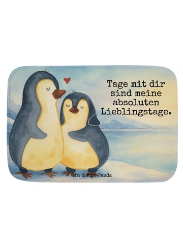 Mr. & Mrs. Panda Badematte Pinguin umarmen Design mit Spruch in Weiß