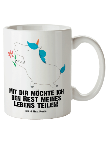 Mr. & Mrs. Panda XL Tasse Einhorn Blume mit Spruch in Weiß