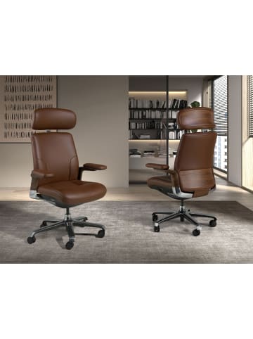 Angel Cerdá Büro-Drehstuhl 4211 in Braun / Stahl – (B)74 x (H)70 x (T)118 cm
