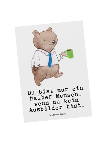 Mr. & Mrs. Panda Postkarte Ausbilder Herz mit Spruch in Weiß