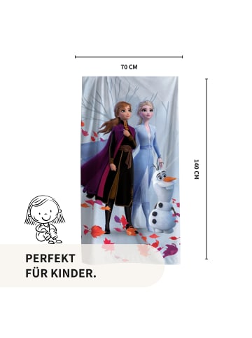 MTOnlinehandel Kinder Badetuch / Strandtuch "Eiskönigin, Anna & Elsa" in Hellblau
