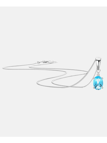 Diamant L'éternel Halskette mit Anhänger 585 Weißgold 0.91 Karat Diamant mit Topas