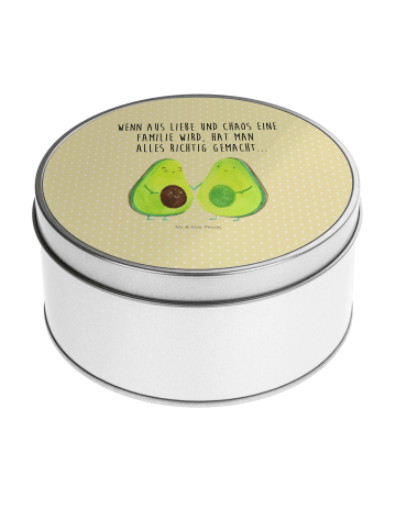 Mr. & Mrs. Panda Erinnerungsbox Avocado Pärchen mit Spruch in Gelb Pastell