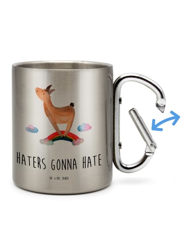 Mr. & Mrs. Panda Teetasse Lama Regenbogen mit Spruch in Silber