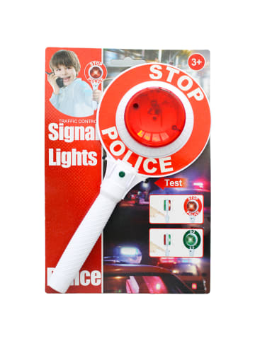 Eduplay Polizei Kelle mit Licht, Ø 11,5 x 25 cm in Grün/Rot/Weiß in Grün/Rot/Weiß