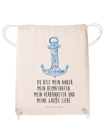 Mr. & Mrs. Panda Gymnastiktasche Anker Blau mit Spruch in Creme