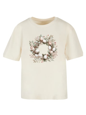 F4NT4STIC Tee Osterkranz Eierkranz Blumenring in Whitesand