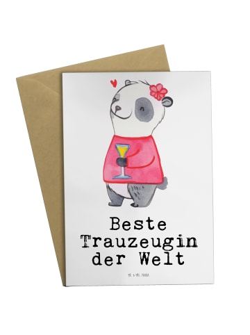 Mr. & Mrs. Panda Grußkarte Panda Beste Trauzeugin der Welt mit S... in Weiß