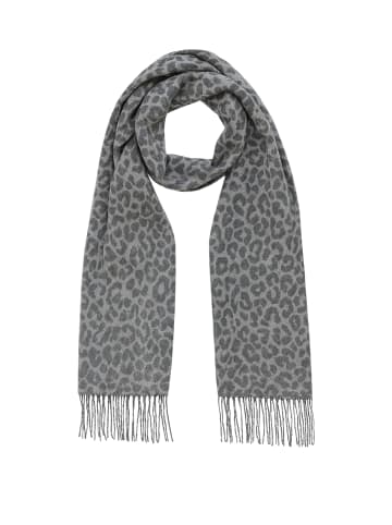 Faera Schal mit Leopardenmuster und Fransen weich in Anthrazit