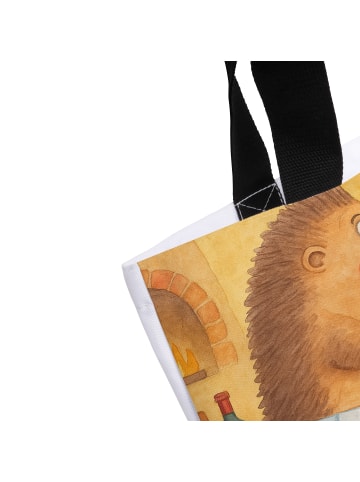 Mr. & Mrs. Panda Tote Bag Igel Wein Design mit Spruch in Weiß