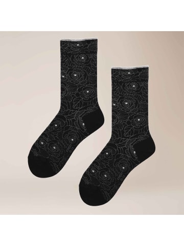 Kunert Socken Fantastic Rose Blumenmuster in Black