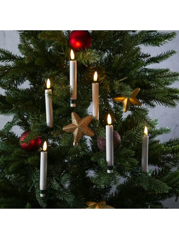 Deluxe Homeart 6x LED Baumkerzen mit Clip Baumbeleuchtung kabellos in weiß