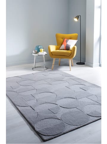 KADIMA DESIGN Teppich Wolle Handgetuftet DEBEN Geometrisch Wohnzimmer Modern in Grau