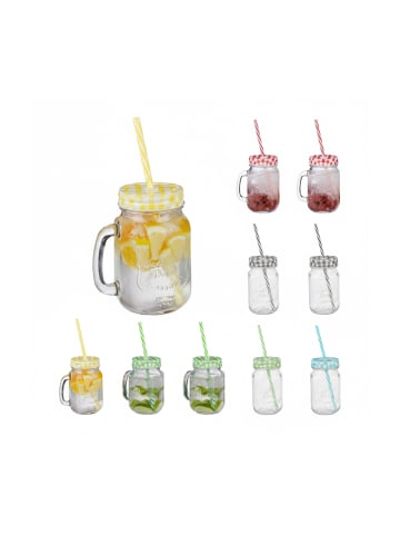 relaxdays 10 x Trinkglas in Transparent/ Bunt - 500 ml