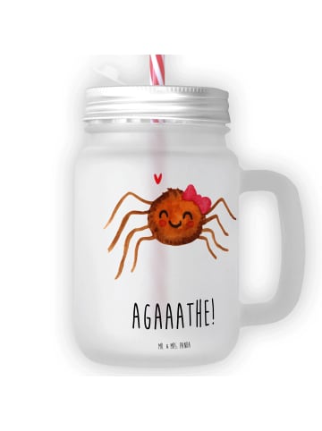 Mr. & Mrs. Panda Glas Spinne Agathe Freude mit Spruch in Transparent