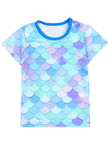 Aquarti Baby Mädchen Zweiteiler Badeanzug Bade-Set Bade T-Shirt Badehose in grün/blau