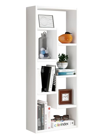 VCM  Holz Stand Regal Raumteiler Bücher Standregal Vilo in Weiß