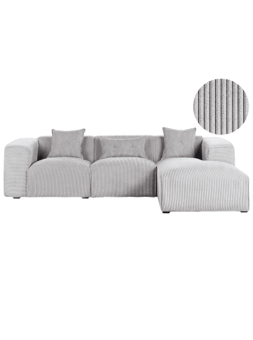 Beliani 3-Sitzer Sofa DOLVA in Grau/Schwarz - (W) 294 x (H) 72 x (L) 170 cm linksseitig