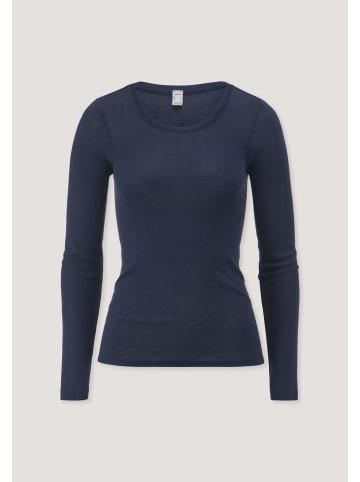 Hessnatur Hessnatur Longsleeve PURE FUNCTION aus Bio-Merinowolle mit Seide in graphitblau