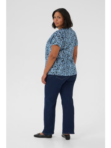 KAFFE curve Bluse kurzarm KCamina Loose fit in Black/Windsurfer Flower Print