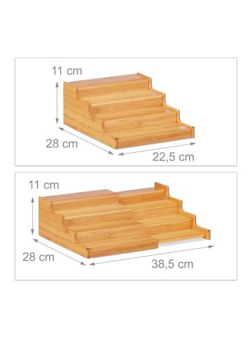 relaxdays Gewürzregal in Natur - (B)38,5 x (H)11 x (T)28 cm
