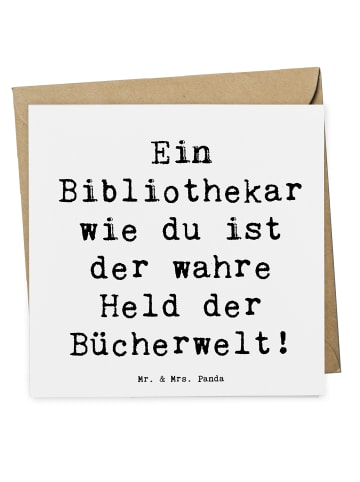 Mr. & Mrs. Panda Grußkarte Spruch Bibliothekar Held mit Spruch in Weiß
