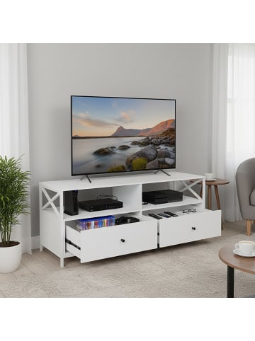 relaxdays TV-Lowboard in Weiß - (B)120 x (H)50 x (T)40 cm