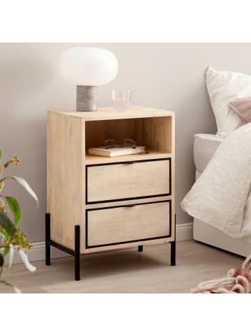 KADIMA DESIGN Nachttisch Mango Massivholz / Metall 43x60x30 cm Nachtschrank