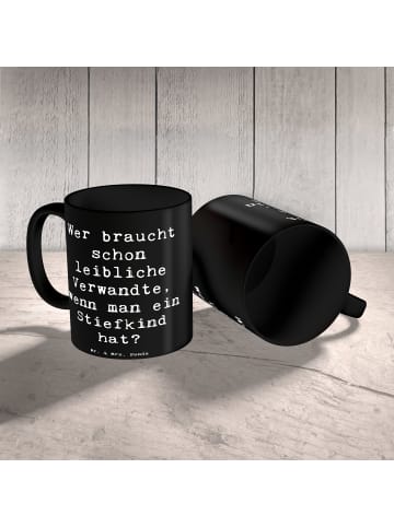 Mr. & Mrs. Panda Tasse Stiefkindliebe mit Spruch in Schwarz