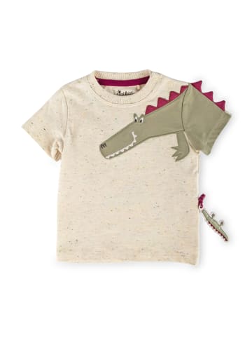 Sigikid T-Shirt Happy Crocodile in ecru bunt meliert