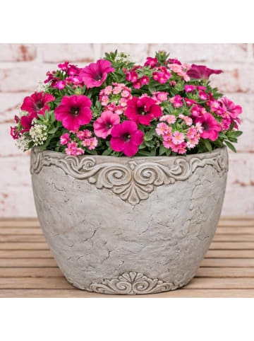 AltoBelli Blumentopf ADELINA Zement Antik Grau Patina 18x17 cm