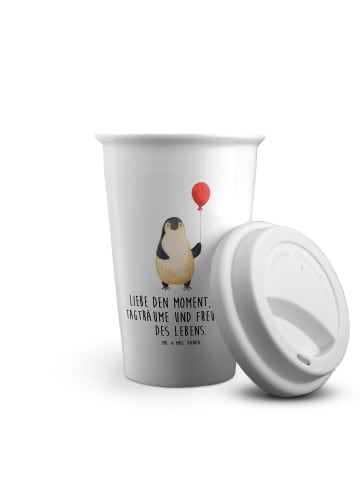 Mr. & Mrs. Panda Thermokaffeebecher Pinguin Luftballon mit Spruch in Weiß