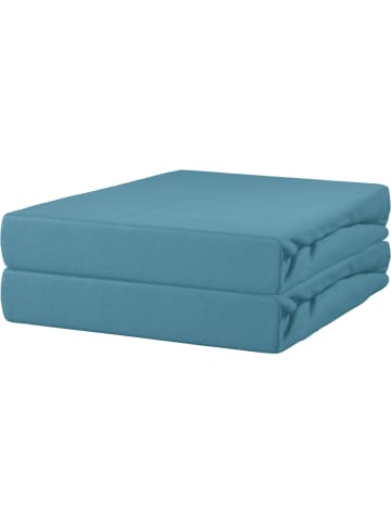 Erwin Müller Interlock-Jersey Spannbettlaken 2er-Pack Nürnberg in rauchblau