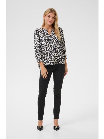 Kaffe Langarm-Bluse KAmagda in Grey Leopard
