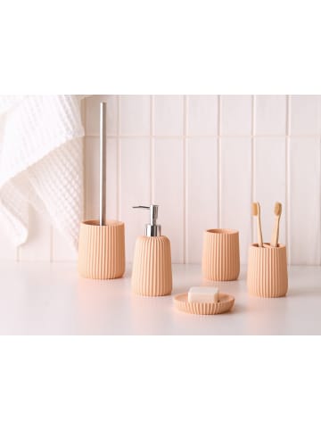 Beliani 5-tlg Badezimmer-Zubehör POZUZO in Orange/Silber
