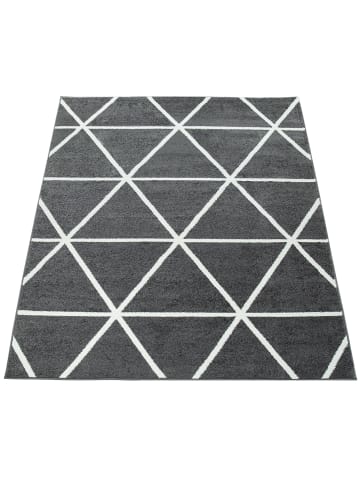 KADIMA DESIGN Teppich Kurzflor Geometrische Motive Wohnzimmer schmutzabweisend in Anthrazit