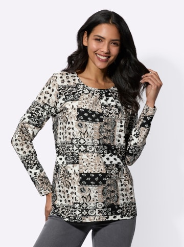 Sieh an! Langarm-Shirt in schwarz-ecru-bedruckt