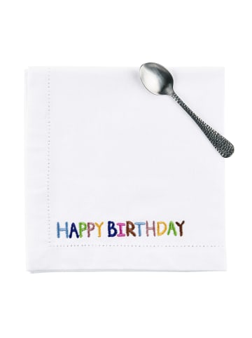 Butlers Serviette L 45 x B 45cm HAPPY BIRTHDAY in Weiß