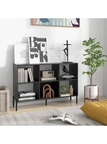 COSTWAY Bücherregal mit 6 Fächern in Schwarz