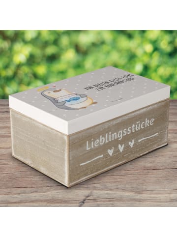 Mr. & Mrs. Panda Aufbewahrungsbox Pinguin Fisch mit Spruch in Grau Pastell
