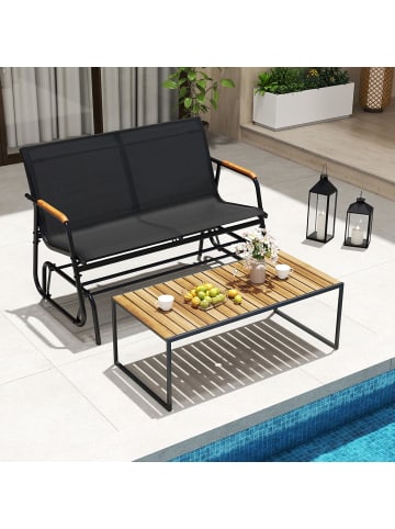 COSTWAY Gartenbank Schaukelbank 2-Sitzer in Schwarz