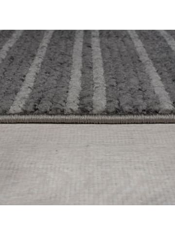 KADIMA DESIGN Teppich Kurzflor Strapazierfähig BREDE Streifen meliert Wohnzimmer in Anthrazit