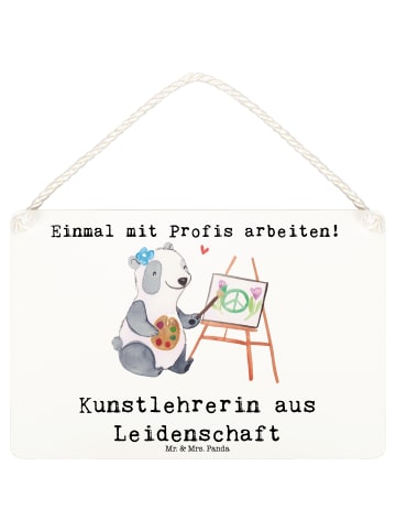 Mr. & Mrs. Panda Schild mit Spruch Kunstlehrerin Leidenschaft mi... in Weiß